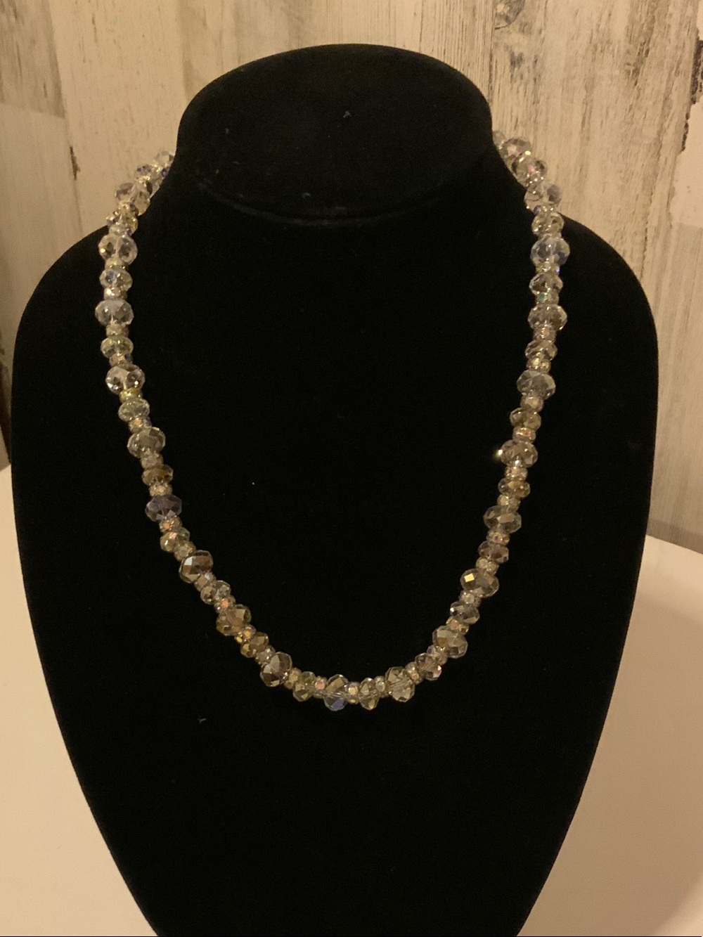 Crystal Bead Necklace in Iridescent Gray - Women Jewelry